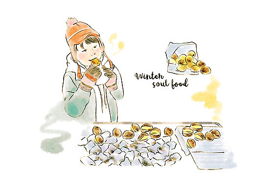 PSD 남자 어린이 음식 겨울 일러스트 수채화 따뜻함 한명 사람 상반신 먹기 겨울음식 힐링 겨울간식 군밤 길거리음식 소년한명만 제철음식 국내일러스트 1 계절 모션 디저트 밤_견과류 굽기 제철 남자한명만 소년만 파일형식