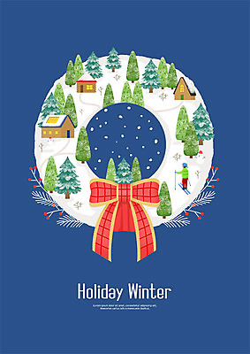 전신 PSD 남자 리본 크리스마스 겨울 일러스트 휴가 스키 산 주택 한명 사람 성인 파란색 마을 눈 편안함 별장 즐거움 힐링 홀리데이 크리스마스리스 국내일러스트 자연요소 1 계절 기념일 감정 컬러 날씨 겨울스포츠 건물 화환 감각 파일형식