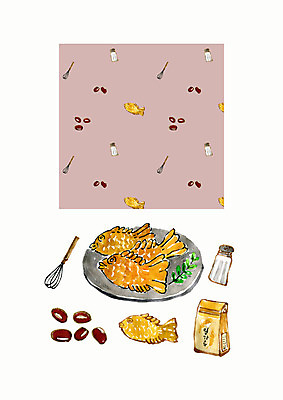 PSD 빵 겨울 패턴 일러스트 디저트 사람없음 컬러풀 반죽 겨울간식 밀가루 제빵 소금 팥 붕어빵 길거리음식 국내일러스트 계절 음식 컬러 무늬 제과제빵 가루 파일형식