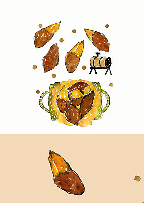 PSD 겨울 일러스트 디저트 사람없음 컬러풀 구이 겨울음식 고구마 겨울간식 군고구마 군고구마통 길거리음식 제철음식 국내일러스트 계절 음식 컬러 뿌리채소 제철 파일형식