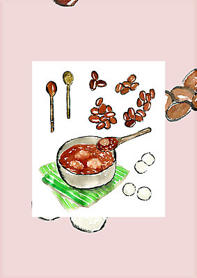 PSD 겨울 일러스트 디저트 사람없음 컬러풀 숟가락 겨울간식 팥 단팥 단팥죽 동지 동지팥죽 새알심 팥죽 국내일러스트 계절 음식 컬러 수저 죽 파일형식