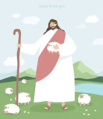 전신 남자 기독교 종교 여러마리 일러스트 안기 산 사랑 한명 사람 초원 성인 교회 평화 봄 양 예수 하나님 보호 들풀 언덕 선한목자 국내일러스트 AI파일 1 계절 감정 다수 컨셉 포유류 종교건축 모션 건물 신_종교 파일형식 벡터