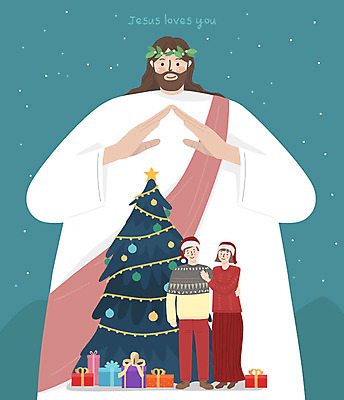 전신 여자 남자 기독교 종교 크리스마스 겨울 일러스트 산타모자 가정 가족 선물 미소 사람 상반신 성인 세명 선물상자 크리스마스트리 교회 평화 예수 하나님 보호 즐거움 안식처 국내일러스트 AI파일 모자_잡화 계절 기념일 감정 컨셉 관계 종교건축 휴식 표정 건물 상자 신_종교 파일형식 벡터