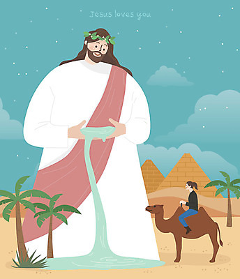 전신 여자 남자 기독교 종교 일러스트 이집트 사랑 미소 사람 상반신 성인 두명 물 야자수 교회 평화 사막 예수 하나님 보호 갈증 피라미드 낙타 오아시스 국내일러스트 AI파일 자연요소 나무 건축물 감정 컨셉 포유류 종교건축 아프리카 표정 건물 신_종교 랜드마크 파일형식 벡터