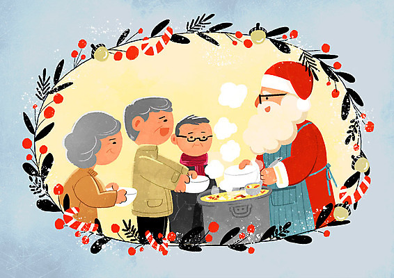 PSD 그릇 여자 노년 남자 중년 크리스마스장식 크리스마스 겨울 일러스트 따뜻함 미소 사람 여러명 상반신 산타클로스 노란색 봉사 도움 국자 국 도토리 이웃 무료급식 배식 불우이웃 노인만 국내일러스트 식기 계절 기념일 음식 컬러 다수 컨셉 주방용품 표정 성인 견과류 급식 성인만 파일형식