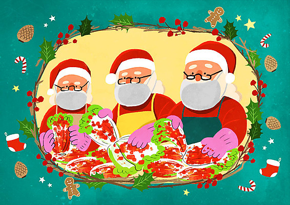 PSD 노년 남자 크리스마스 겨울 일러스트 산타옷 김치 따뜻함 마스크 사람 상반신 세명 산타클로스 봉사 도움 고무장갑 김장 이웃 독거노인 노인만 노인남자만 국내일러스트 옷 계절 기념일 한식 장갑 컨셉 성인 고무 남자만 성인만 파일형식