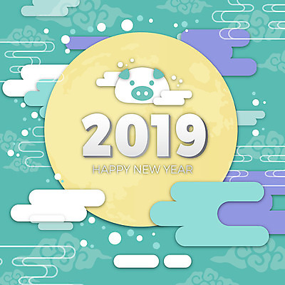 구름 한마리 전통 일러스트 새해 사람없음 컬러풀 축제 달 돼지띠 돼지 화려 해피뉴이어 민트색 2019년 기해년 황금돼지 국내일러스트 AI파일 돼지의해 자연요소 1 컬러 컨셉 포유류 새해인사 십이지신 연도 파일형식 벡터