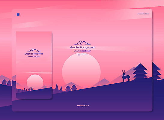 도형 나무 실루엣 분홍색 백그라운드 일러스트 자연 모바일 사슴 산 사람없음 컬러풀 태양 유행 노을 그라데이션 국내일러스트 AI파일 자연요소 식물 컬러 포유류 촬영기법 생태계 파일형식 벡터