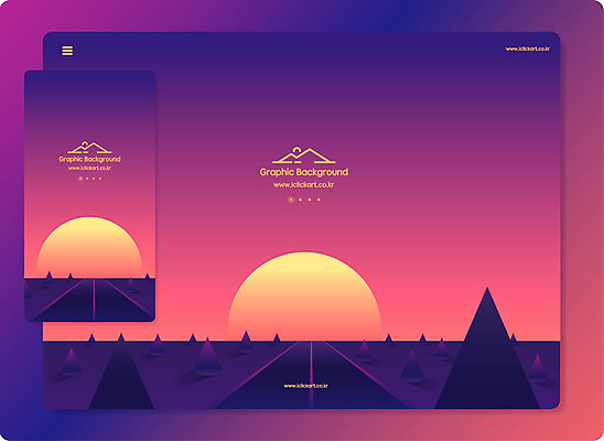 도형 나무 도로 백그라운드 일러스트 자연 하늘 모바일 사람없음 컬러풀 태양 유행 노을 보라색 원형 그라데이션 국내일러스트 AI파일 자연요소 식물 길 컬러 교통시설 생태계 파일형식 벡터