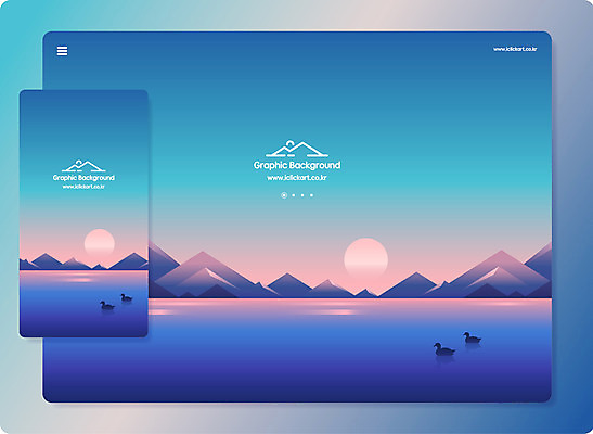 실루엣 호수 백그라운드 일러스트 조류 하늘 모바일 산 오리 사람없음 파란색 강 컬러풀 태양 유행 노을 그라데이션 국내일러스트 AI파일 자연요소 동물 컬러 촬영기법 파일형식 벡터