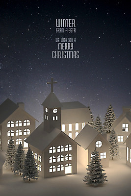 PSD 나무 편집이미지 별 종이 백그라운드 크리스마스 겨울 야경 주택 따뜻함 사람없음 건물 3D 교회 마을 페이퍼아트 디지털합성 편집3D 자연요소 식물 건축물 계절 기념일 종교건축 야간 파일형식 풍경_경치