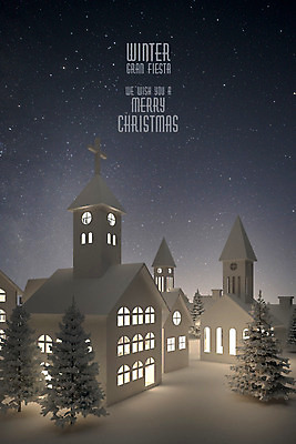 PSD 나무 편집이미지 별 종이 백그라운드 크리스마스 겨울 야경 주택 따뜻함 사람없음 건물 빛 3D 교회 마을 페이퍼아트 디지털합성 편집3D 자연요소 식물 건축물 계절 기념일 종교건축 야간 파일형식 풍경_경치