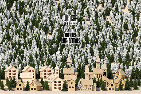 PSD 나무 편집이미지 종이 백그라운드 크리스마스 겨울 주택 따뜻함 사람없음 건물 노란색 3D 교회 마을 페이퍼아트 숲 디지털합성 편집3D 식물 건축물 계절 기념일 컬러 종교건축 파일형식