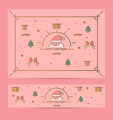 배너 노년 남자 리본 분홍색 크리스마스 겨울 일러스트 새해 선물 사람 이벤트 상반신 두명 선물상자 크리스마스트리 산타클로스 금색 종 테두리 털장갑 해피뉴이어 새해선물 노인남자만 국내일러스트 AI파일 카드프레임 계절 기념일 컬러 장갑 프레임 성인 상자 새해인사 남자만 노인만 파일형식 벡터 명절선물