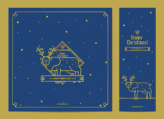 배너 크리스마스 겨울 일러스트 새해 프레임 이벤트 사람없음 파란색 라벨 루돌프 금색 테두리 해피뉴이어 순록 국내일러스트 AI파일 카드프레임 계절 기념일 컬러 사슴 새해인사 파일형식 벡터