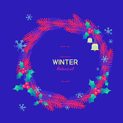 식물 열매 잎 겨울 일러스트 프레임 사람없음 장식 빨간색 파란색 컬러풀 눈 눈송이 솔잎 꽃프레임 크리스마스종 국내일러스트 AI파일 자연요소 계절 꽃 컬러 날씨 눈_날씨 종 파일형식 벡터