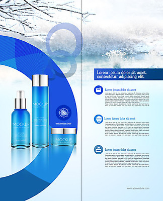 PSD 템플릿 표지디자인 북디자인 출판디자인 내지 호수 리플렛 겨울 2단접지 눈꽃 팜플렛 사람없음 파란색 뷰티 화장품 나뭇가지 원형 겨울풍경 이미지템플릿 도형 나무 계절 컬러 눈_날씨 풍경 파일형식