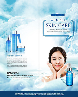 PSD 템플릿 표지디자인 북디자인 출판디자인 여자 표지 리플렛 겨울 2단접지 윙크 한명 미소 사람 팜플렛 상반신 20대 성인 파란색 화장 뷰티 얼음 온천 화장품 한국인 물방울 빙하 스킨케어 의료성형뷰티 성인여자한명만 이미지템플릿 자연요소 1 계절 컬러 표정 동양인 청년 스파 여자한명만 성인여자만 파일형식