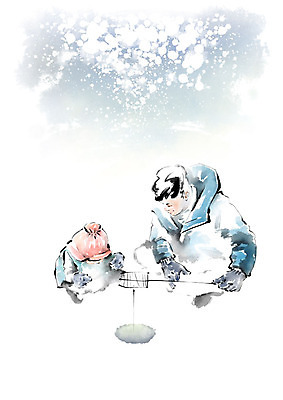 전신 PSD 응시 남자 행복 어린이 겨울 일러스트 캘리그라피 가족 붓터치 낚시 어류 사람 앉기 성인 두명 눈 구멍 낚싯대 번짐 얼음낚시 송어 부자지간 국내일러스트 자연요소 시선 계절 감정 아들 관계 모션 레저 날씨 수중동물 낚시용품 아빠 파일형식 효과