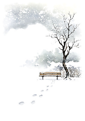 PSD 나무 겨울 벤치 일러스트 캘리그라피 붓터치 산 풍경 사람없음 고요 눈 숲 발자국 번짐 겨울풍경 국내일러스트 자연요소 식물 계절 의자 자국 날씨 파일형식 효과