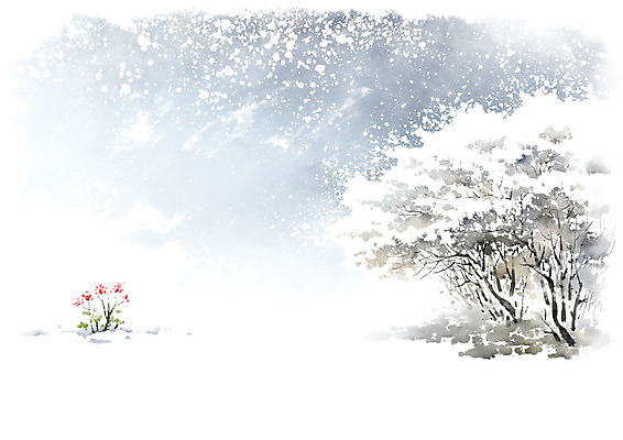 PSD 나무 꽃 겨울 일러스트 캘리그라피 하늘 붓터치 산 풍경 사람없음 설원 고요 눈 숲 번짐 눈내림 겨울풍경 국내일러스트 자연요소 식물 계절 날씨 눈_날씨 파일형식 효과