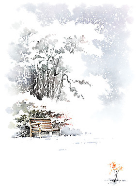 PSD 나무 꽃 겨울 벤치 의자 일러스트 캘리그라피 붓터치 풍경 사람없음 고요 눈 숲 번짐 겨울풍경 국내일러스트 자연요소 식물 계절 가구 날씨 파일형식 효과
