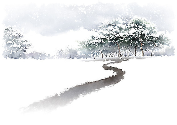 PSD 나무 길 겨울 일러스트 캘리그라피 자연 붓터치 산 풍경 초원 사람없음 고요 눈 숲 번짐 겨울풍경 눈덮임 국내일러스트 자연요소 식물 계절 컨셉 날씨 생태계 파일형식 효과