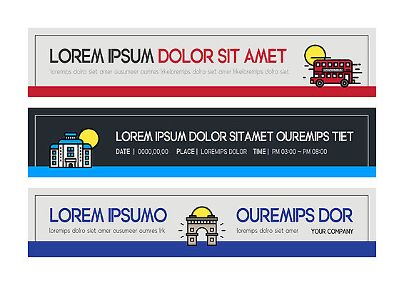 템플릿 배너 배너템플릿 가로배너 호텔 이벤트 사람없음 건물 빨간색 파란색 관광지 태양 이층버스 독립문 세계관광명소 배너세트 이미지템플릿 AI파일 자연요소 건축물 컬러 여행 숙소 버스 가로 세트 파일형식 벡터