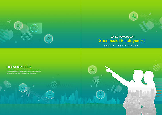 PSD 템플릿 직업 표지디자인 북디자인 출판디자인 여자 표지 남자 실루엣 리플렛 북커버 비즈니스 성공 빌딩 팜플렛 사람없음 초록색 구직 가리킴 도시 직장인 그라데이션 채용 이미지템플릿 컬러 컨셉 촬영기법 사람 손짓 건물 파일형식