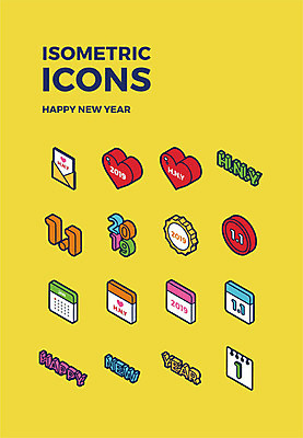 아이콘 행복 새로움 새해 사람없음 노란색 달력 하트 편지 해피뉴이어 2019년 2D아이콘 AI파일 모양 감정 컬러 컨셉 새해인사 연도 파일형식 벡터