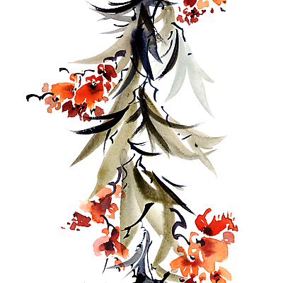 JPG 해외이미지 식물 꽃 잎 일러스트 붓터치 수채화 사람없음 뷰티 그림 번짐 해외일러스트 파일형식 효과 이미지허브