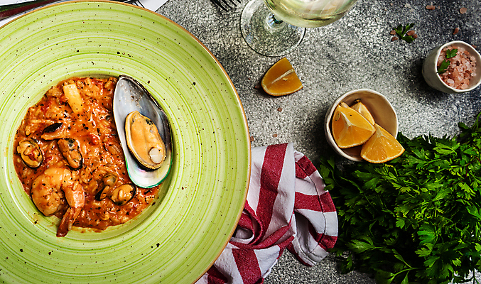 포토 JPG 해외이미지 접시 회색배경 서양음식 실내 사람없음 홍합 리조또 해외포토 식기 음식 백그라운드 어패류 내부 회색 파일형식 이미지허브