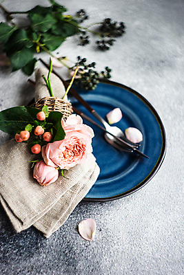 포토 JPG 해외이미지 접시 꽃잎 포크 잎 회색배경 사람없음 아웃포커스 장미 나이프 냅킨 해외포토 식물 식기 꽃 백그라운드 촬영기법 회색 칼 파일형식 이미지허브