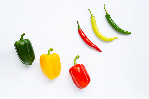 포토 JPG 해외이미지 백그라운드 채소 식재료 고추 피망 파프리카 실내 사람없음 신선 흰배경 칠리고추 해외포토 내부 흰색 파일형식 이미지허브