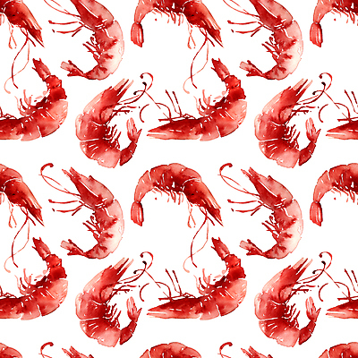 JPG 해외이미지 디자인 백그라운드 패턴 여러마리 일러스트 수채화 새우 사람없음 패턴백그라운드 번짐 해외일러스트 다수 무늬 갑각류 파일형식 효과 이미지허브