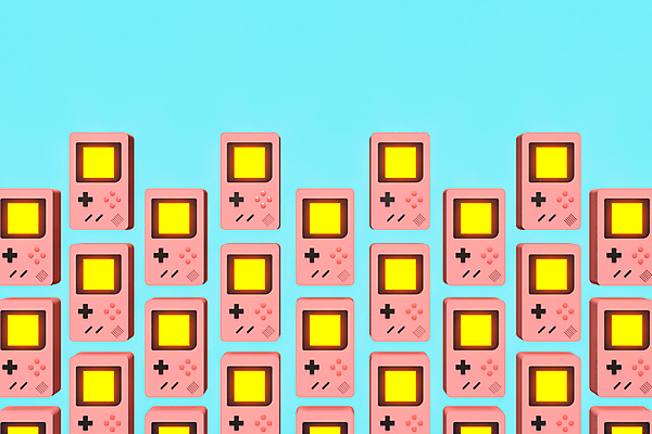 포토 JPG 해외이미지 분홍색 백그라운드 패턴 사람없음 파란색 3D 게임 게임기 휴대용게임기 해외포토 컬러 무늬 놀이 휴대용 디지털합성 파일형식 이미지허브