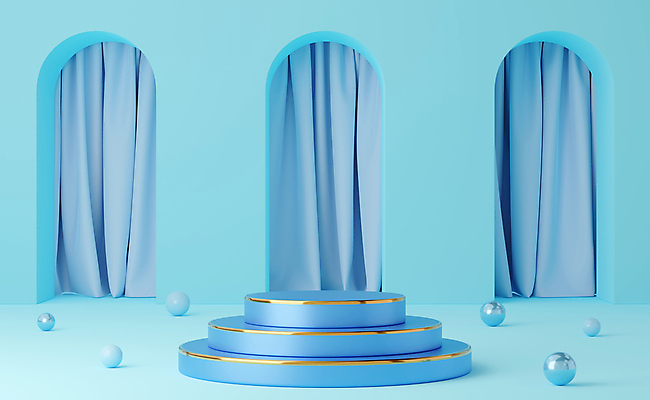 JPG 해외이미지 백그라운드 사람없음 파란색 3D 금속 커튼 아치 해외포토 포토 컬러 재질 디지털합성 파일형식 이미지허브