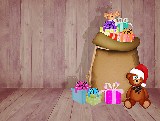 포토 JPG 해외이미지 리본 어린이 인형 크리스마스 일러스트 선물 이벤트 사람없음 상자 산타클로스 곰인형 축하 자루 해외일러스트 기념일 컨셉 사람 파일형식 이미지허브