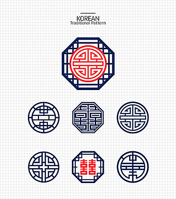 한국문화 한국전통 패턴 일러스트 사람없음 빨간색 파란색 전통무늬 전통문양 원형 화려 남색 와당문양 와당 팔각형 국내일러스트 AI파일 도형 동양문화 전통 문양 컬러 컨셉 무늬 한국 파일형식 벡터