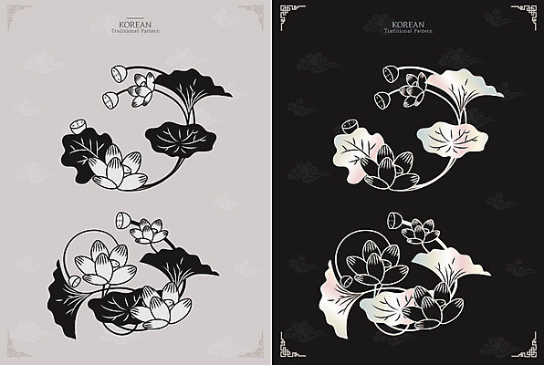 한국문화 한국전통 패턴 일러스트 흑백 연꽃 사람없음 전통무늬 전통문양 화려 연잎 와당문양 와당 국내일러스트 AI파일 동양문화 전통 문양 꽃 컨셉 잎 무늬 한국 촬영기법 파일형식 벡터