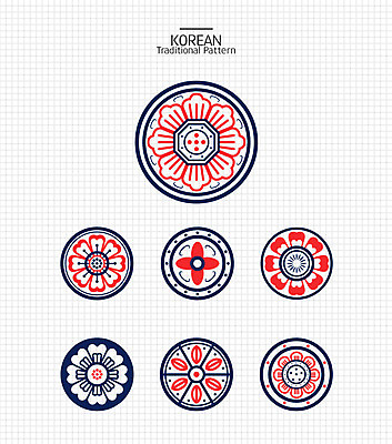 한국문화 한국전통 꽃무늬 패턴 일러스트 사람없음 빨간색 전통무늬 전통문양 화려 남색 와당문양 와당 국내일러스트 AI파일 동양문화 전통 문양 꽃 컬러 컨셉 무늬 한국 파일형식 벡터