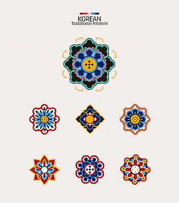 한국문화 한국전통 꽃무늬 패턴 일러스트 사람없음 컬러풀 전통무늬 전통문양 화려 와당문양 와당 국내일러스트 AI파일 동양문화 전통 문양 꽃 컬러 컨셉 무늬 한국 파일형식 벡터