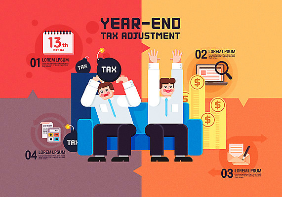 전신 도형 남자 돈 일러스트 비즈니스 앉기 성인 두명 컴퓨터 컬러풀 인포그래픽 계산기 달력 직장인 폭탄 월급 세금 정책 팁 연말정산 환급 13월 국내일러스트 AI파일 직업 컬러 모션 문구용품 사람 경제 전자제품 장비 날짜 재산 폭발물 파일형식 벡터