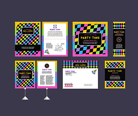 템플릿 배너 배너템플릿 이벤트 사람없음 세트 컬러풀 파티 현수막 엽서 초대장 약도 소봉투 행사세트 행사템플릿 AI파일 컬러 지도 편지봉투 카드_감사 편지 파일형식 벡터