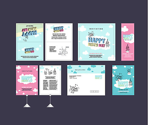 구름 템플릿 배너 배너템플릿 이벤트 사람없음 세트 파티 현수막 생일파티 생일 엽서 초대장 약도 소봉투 행사세트 행사템플릿 AI파일 자연요소 기념일 지도 편지봉투 카드_감사 편지 파일형식 벡터