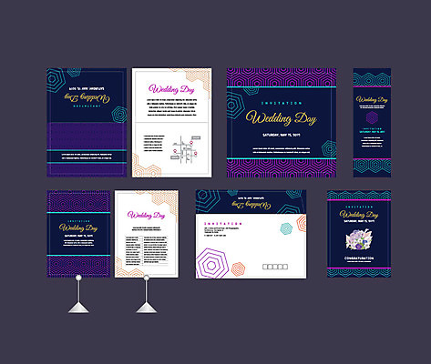 템플릿 배너 배너템플릿 꽃 결혼 패턴 이벤트 사람없음 세트 현수막 남색 청첩장 엽서 초대장 약도 소봉투 행사세트 행사템플릿 AI파일 식물 컬러 지도 무늬 편지봉투 카드_감사 편지 파일형식 벡터