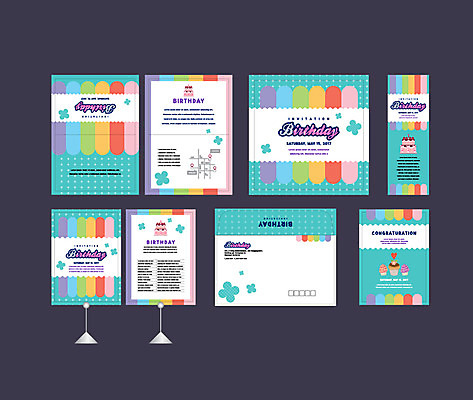 템플릿 배너 배너템플릿 이벤트 사람없음 세트 컬러풀 파티 현수막 생일파티 생일 생일케이크 엽서 초대장 약도 소봉투 행사세트 행사템플릿 AI파일 기념일 컬러 지도 편지봉투 카드_감사 케이크 편지 파일형식 벡터