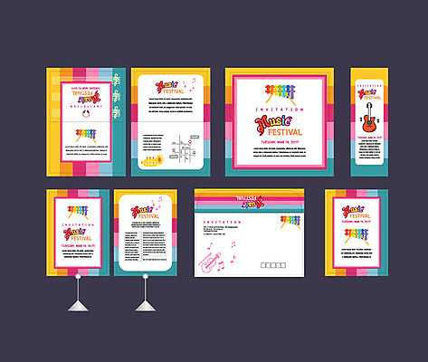 템플릿 배너 배너템플릿 음표 이벤트 사람없음 세트 컬러풀 현수막 기타 바이올린 엽서 초대장 약도 실로폰 음악축제 소봉투 행사세트 행사템플릿 AI파일 기호 음악 컬러 지도 현악기 편지봉투 타악기 카드_감사 축제 편지 파일형식 벡터