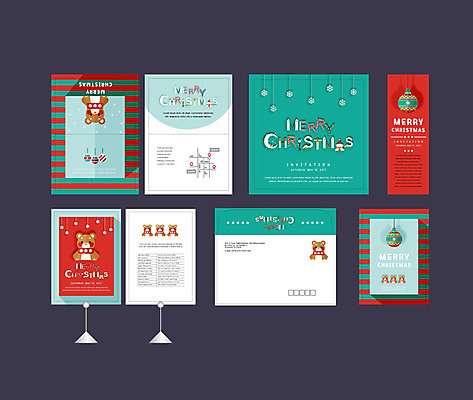 템플릿 배너 배너템플릿 크리스마스 이벤트 사람없음 세트 파티 곰인형 현수막 엽서 초대장 약도 소봉투 행사세트 행사템플릿 AI파일 기념일 인형 지도 편지봉투 카드_감사 편지 파일형식 벡터