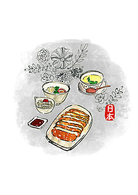 PSD 꽃 일러스트 캘리그라피 붓터치 수채화 요리 사람없음 일본 나뭇가지 풀잎 돈가스 우동 계란찜 소스그릇 일본음식 국내일러스트 나무 식물 그릇 아시아 음식 잎 면류 풀_식물 커틀릿 계란요리 찜 파일형식